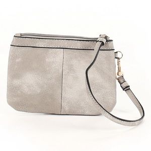 Wilson’s Leather Black Rivet Gray Wristlet